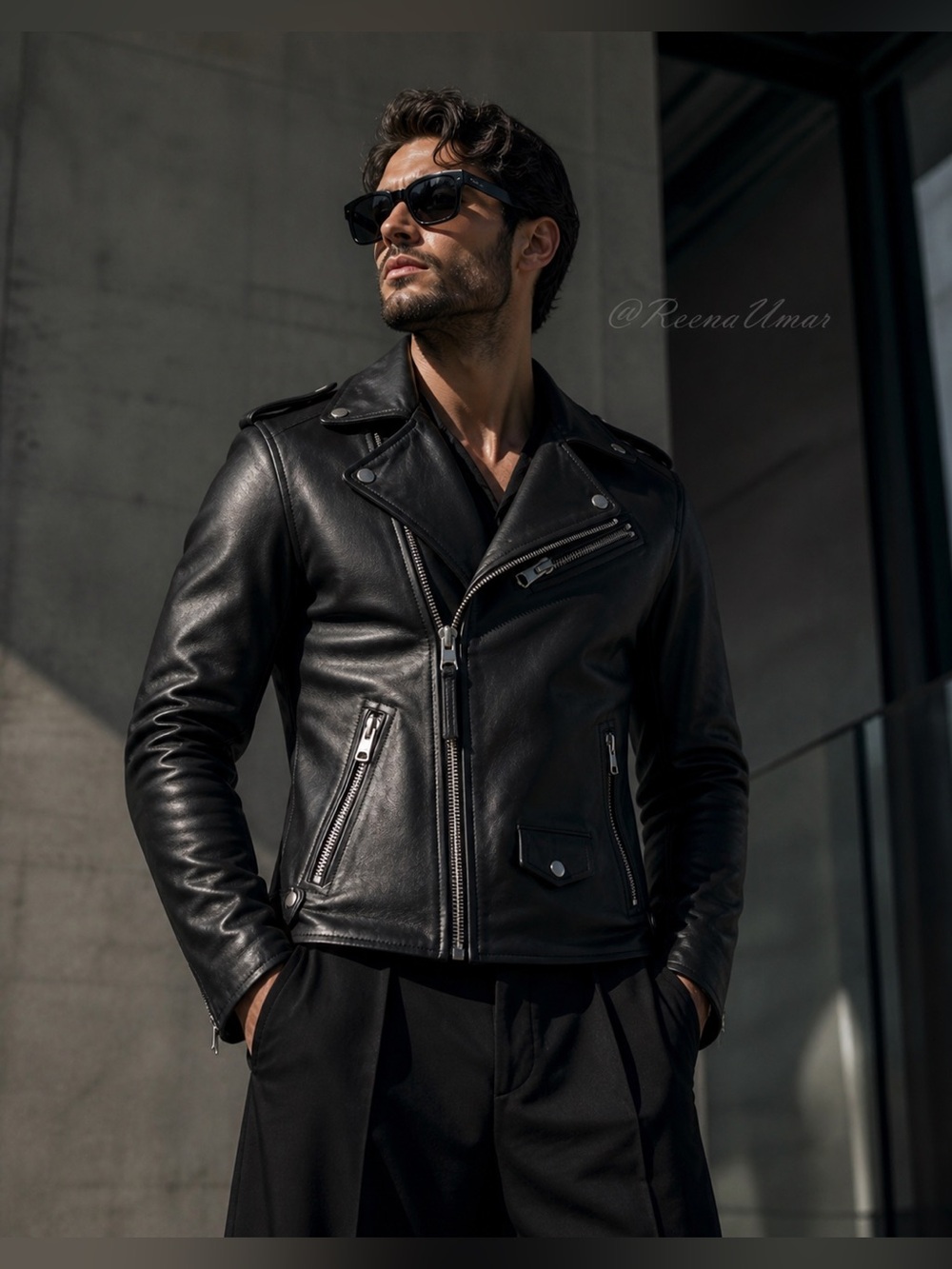 OAKWOOD “ICONIC” Authentic Lambskin Leather Biker Jacket – Men’s Size Small - Picture 3 of 17